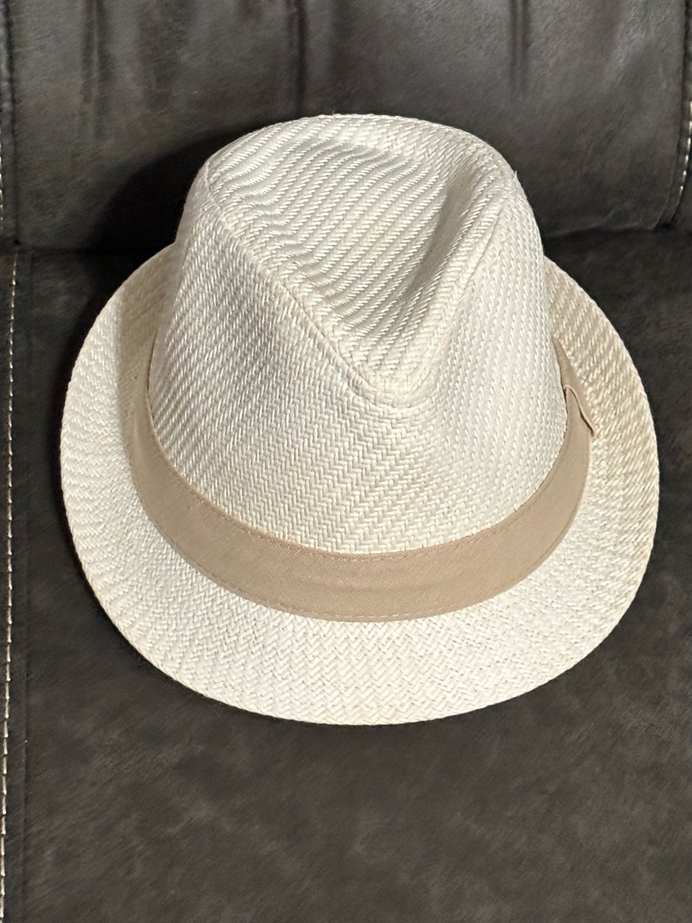 Men's Cream Straw Fedora with Beige Band